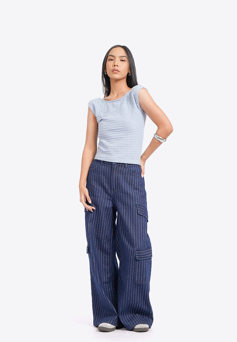 Open Back Textured Knit Top