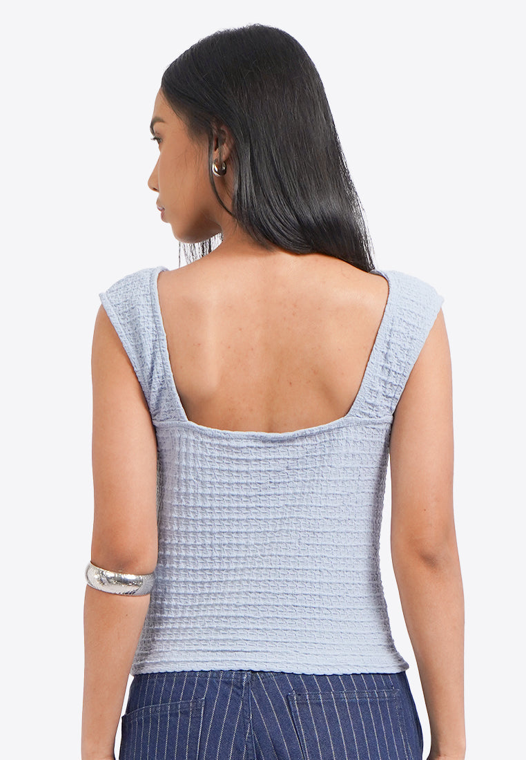 Open Back Textured Knit Top