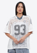 Oversized V-Neck Lace Jersey