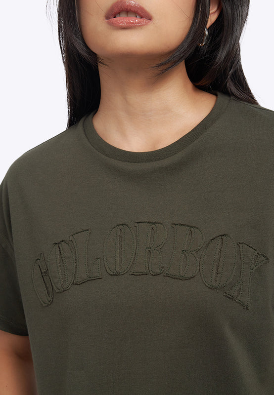 Pattern Details Oversized Crop T-Shirt