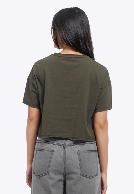 Pattern Details Oversized Crop T-Shirt