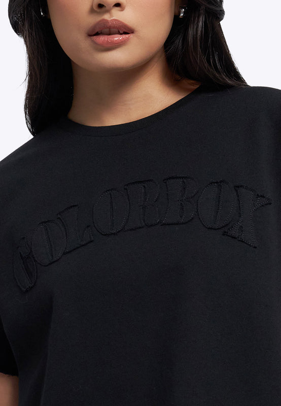 Pattern Details Oversized Crop T-Shirt