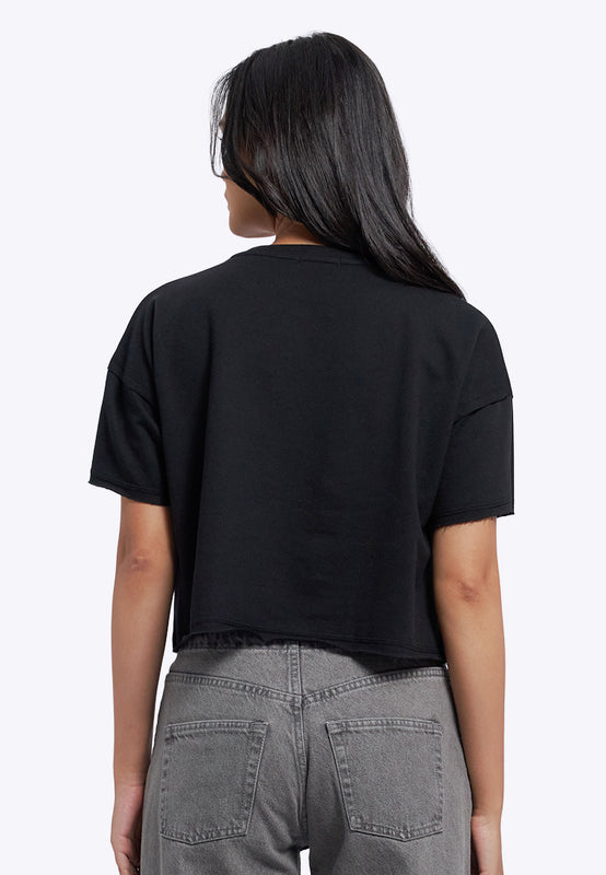 Pattern Details Oversized Crop T-Shirt