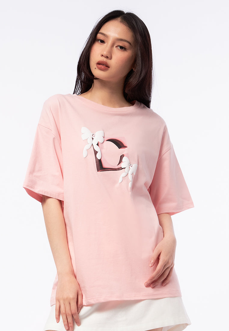 Oversized Short Sleeve Logo T-Shirt Pink