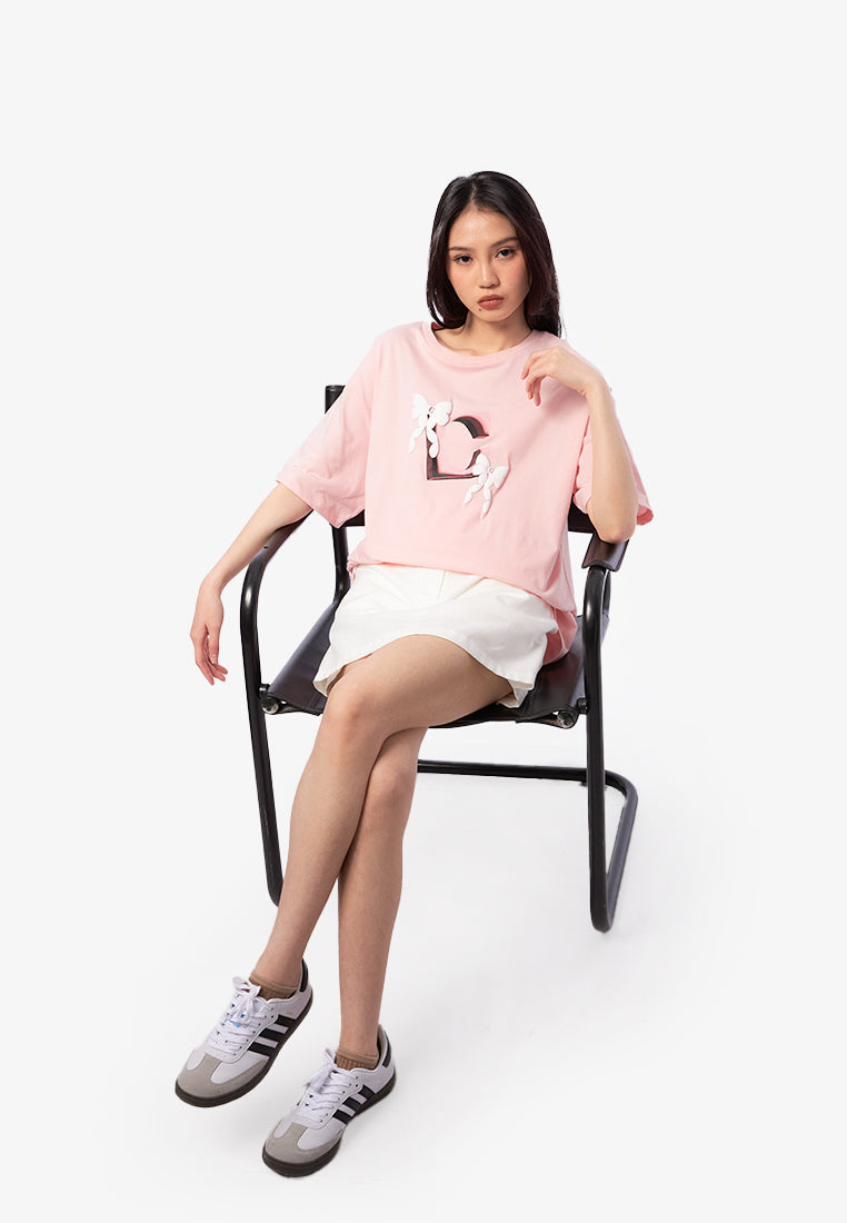 Oversized Short Sleeve Logo T-Shirt Pink