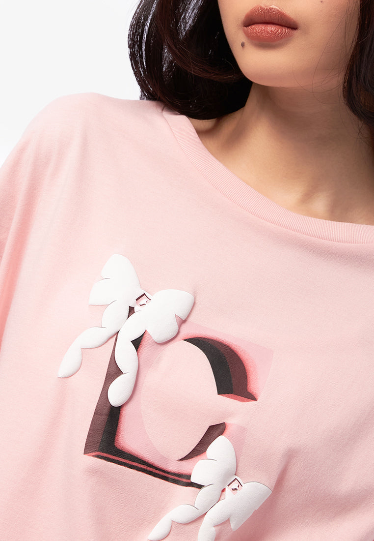 Oversized Short Sleeve Logo T-Shirt Pink