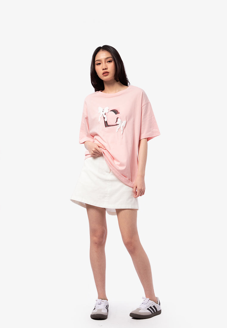 Oversized Short Sleeve Logo T-Shirt Pink