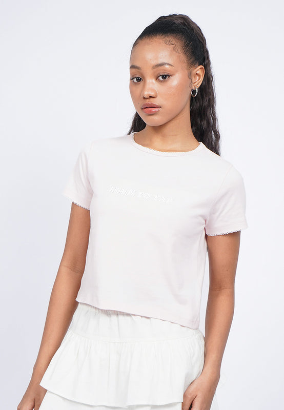 Embroidered Trim Graphic T-Shirt