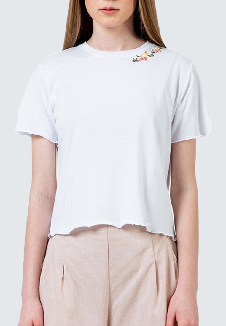 Off White Embroidery crop T-Shirt