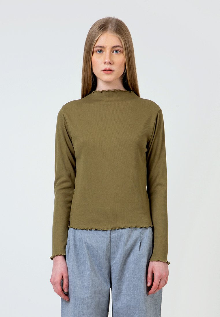 Olive Rib Long Sleeve T-Shirt