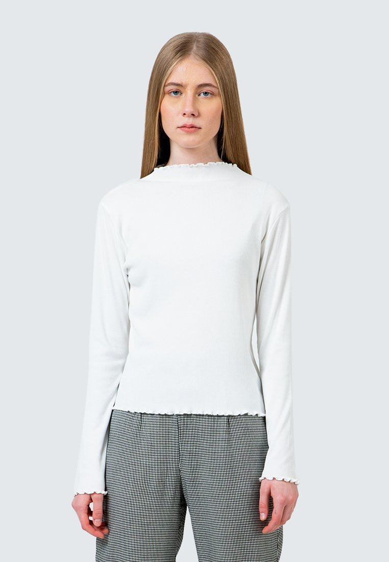 Off White Rib Long Sleeve T-Shirt