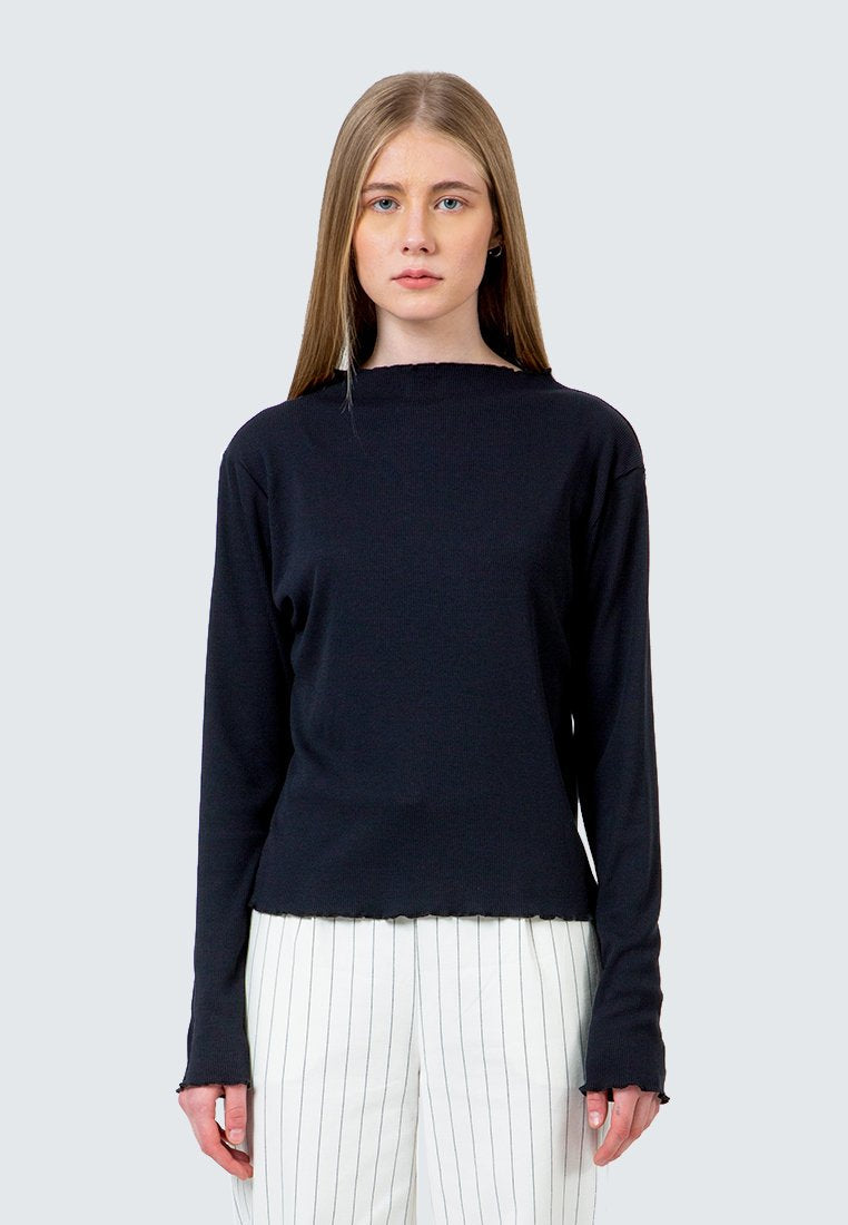 Black Rib Long Sleeve T-Shirt