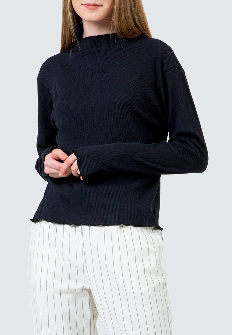 Black Rib Long Sleeve T-Shirt
