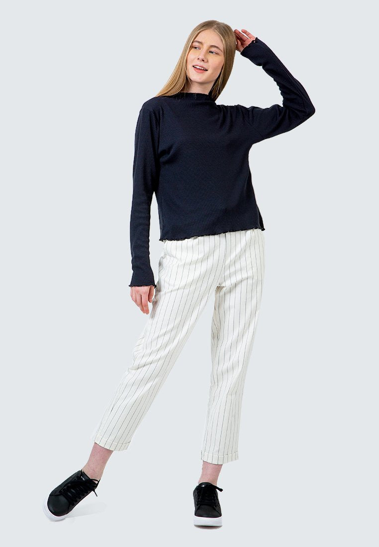 Black Rib Long Sleeve T-Shirt