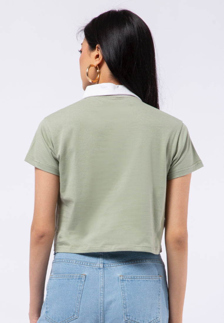 Short Sleeve Crop Polo Top