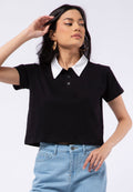 Short Sleeve Crop Polo Top