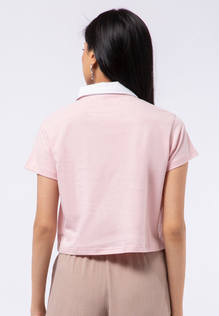 Short Sleeve Crop Polo Top