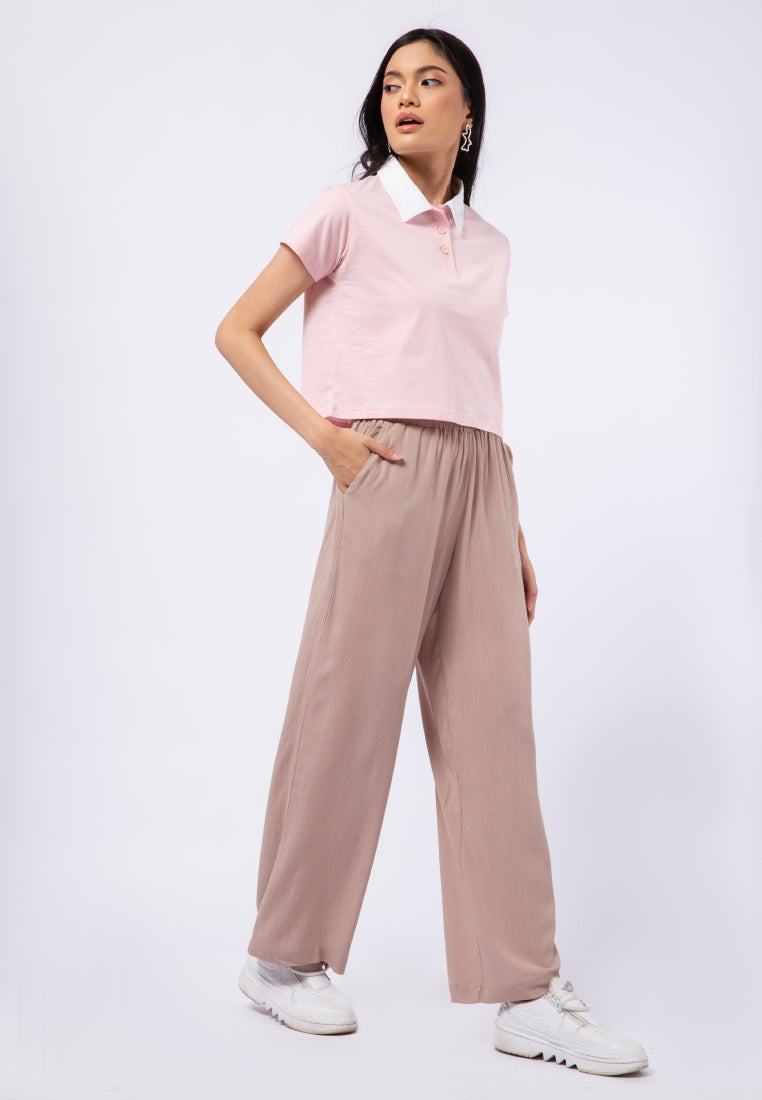 Short Sleeve Crop Polo Top