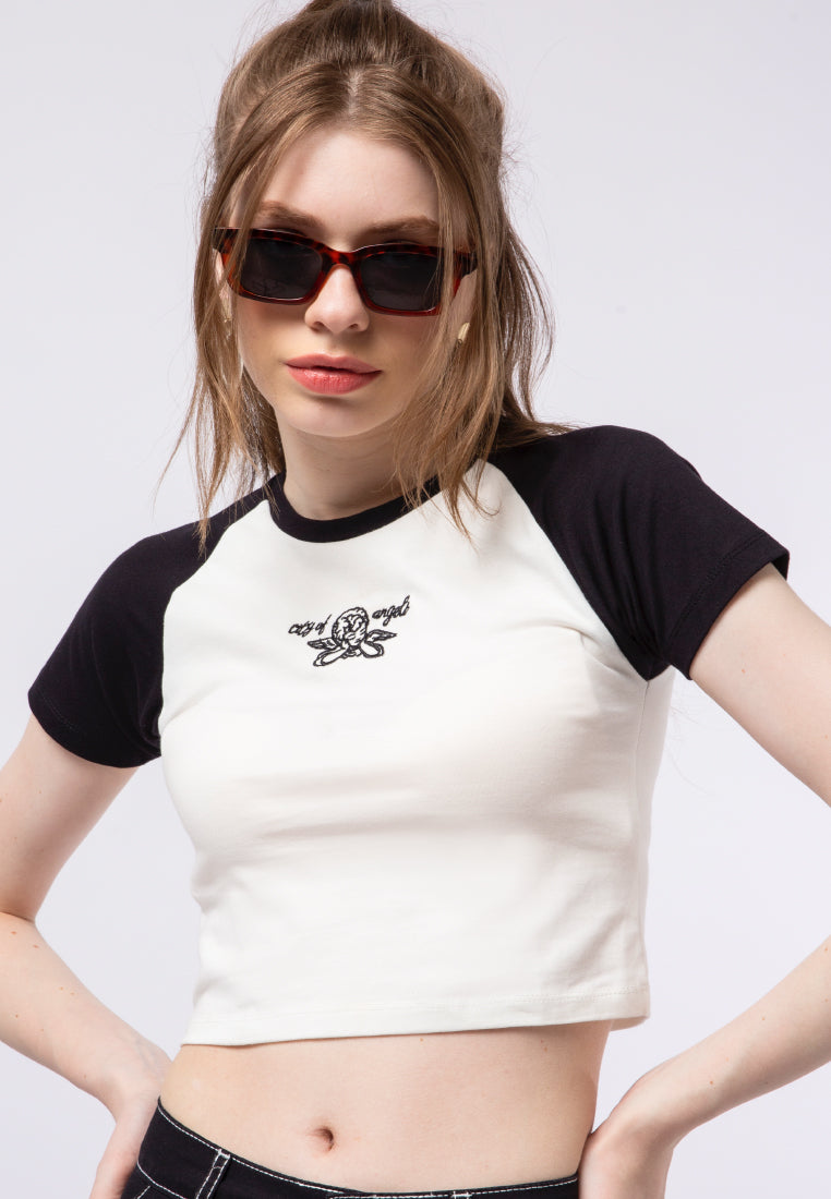 Raglan Sleeves Crop T-shirt