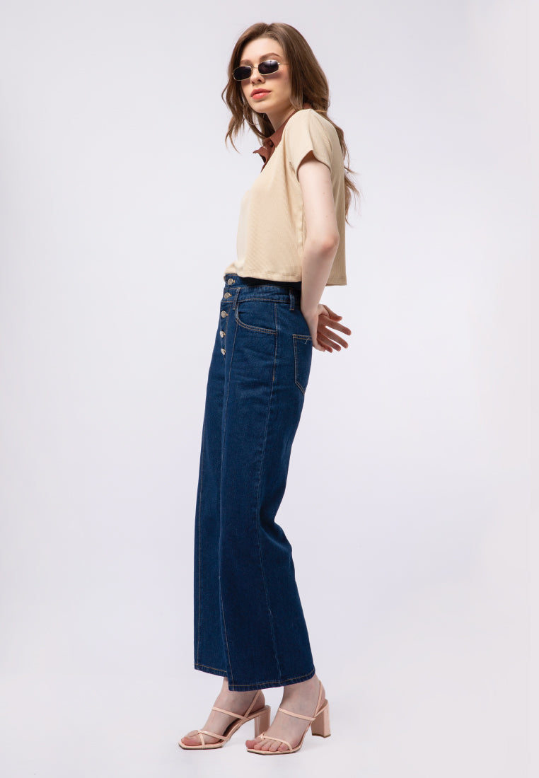 Contrast Collar Polo Top