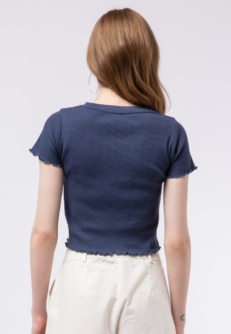 Waffle Fitted Short Sleeve Top