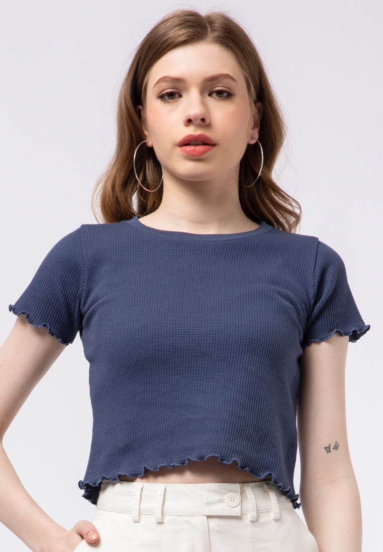 Waffle Fitted Short Sleeve Top