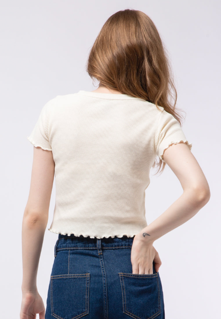 Waffle Fitted Short Sleeve Top