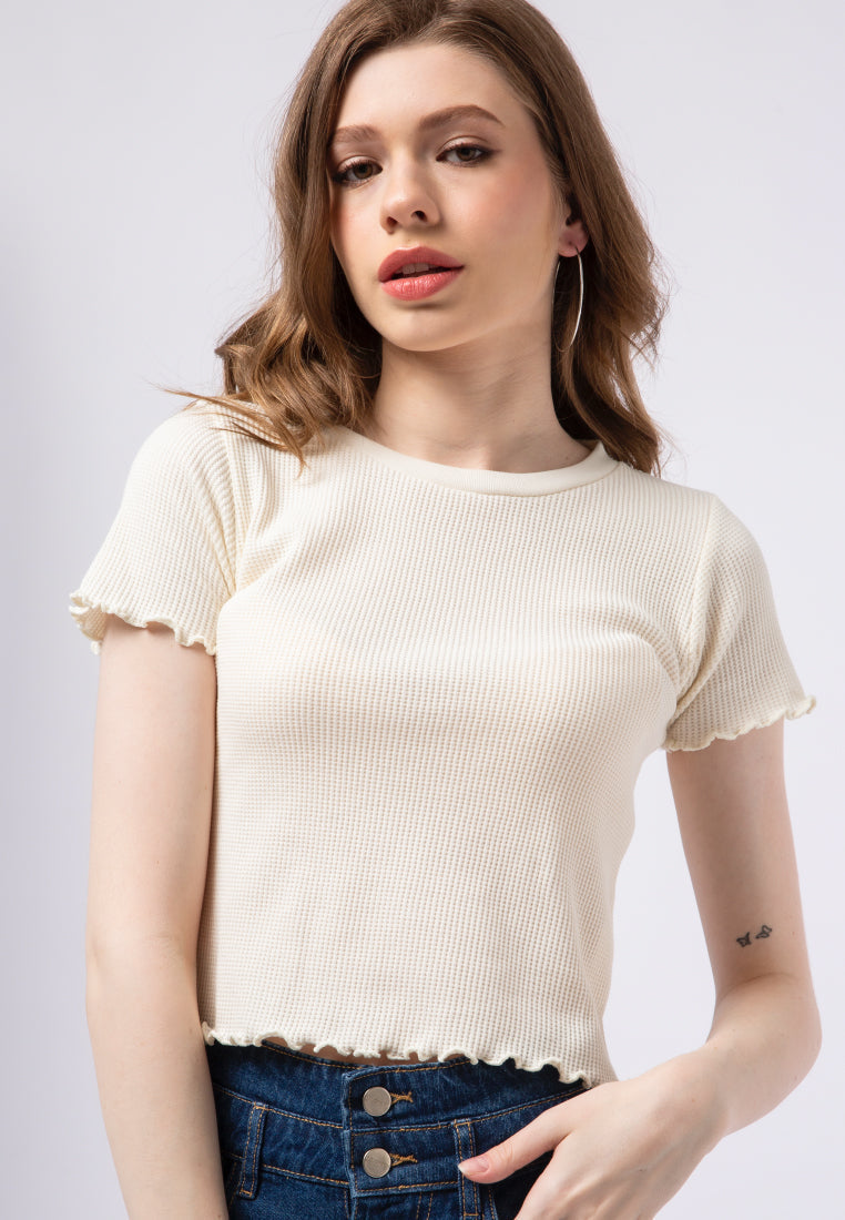 Waffle Fitted Short Sleeve Top