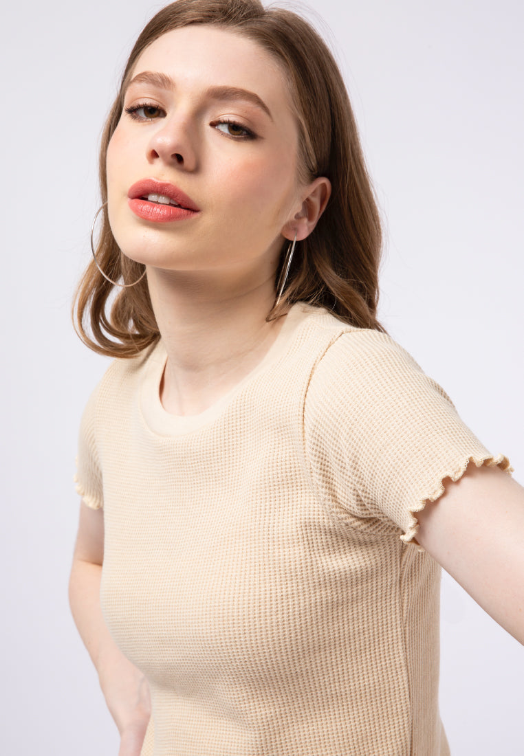 Waffle Fitted Short Sleeve Top