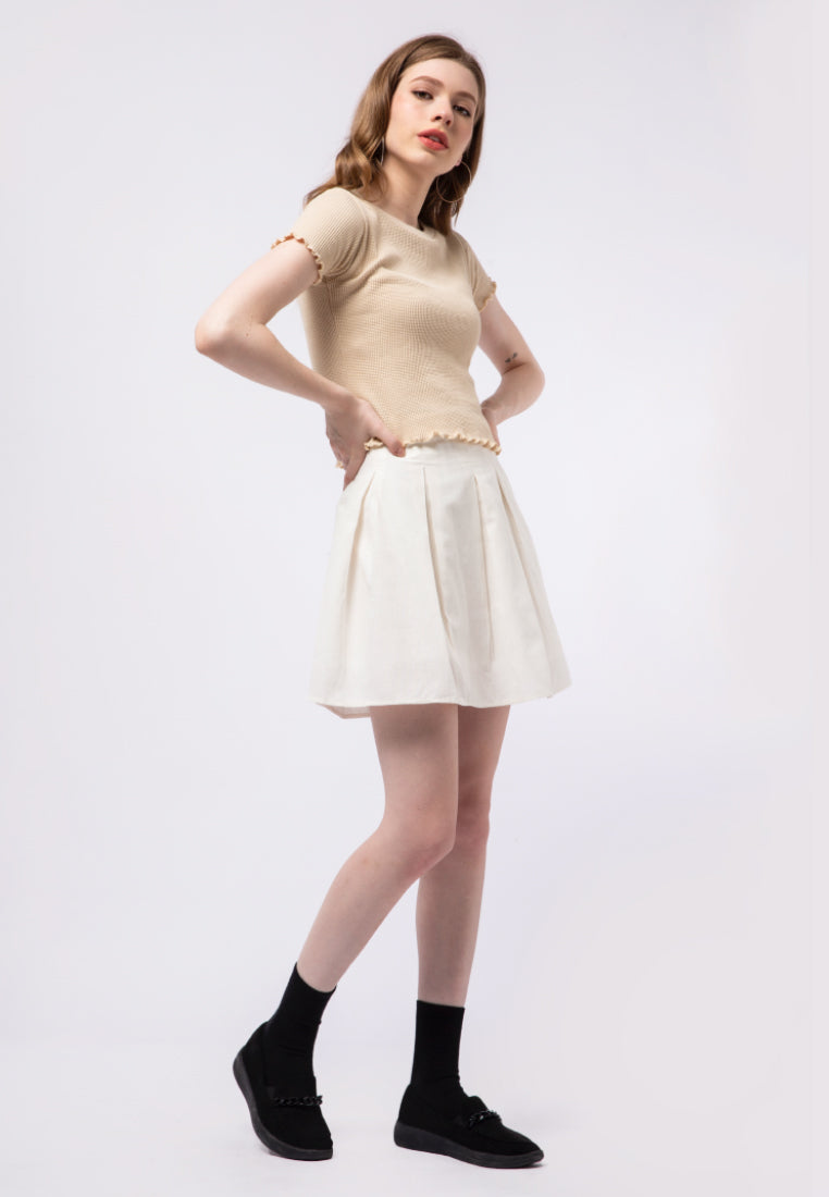 Waffle Fitted Short Sleeve Top