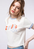 Contrast Rib Graphic Crop T-shirt