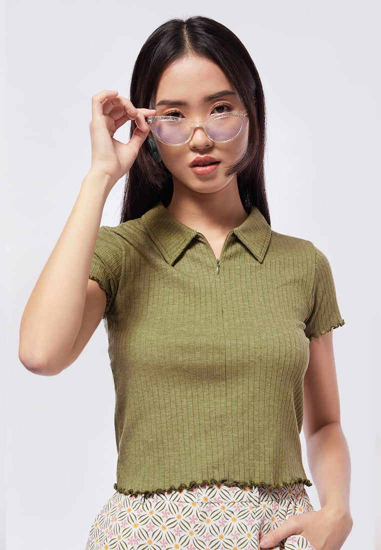 Zipped Polo Top