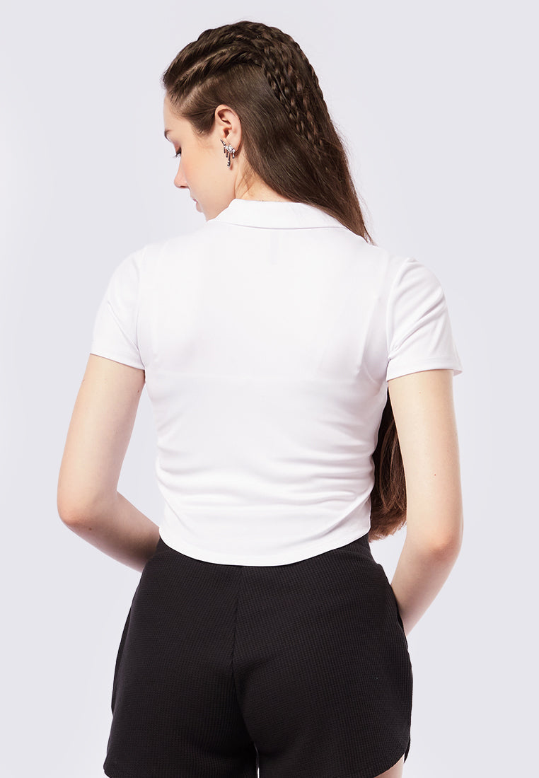 Short Sleeve Crop Shirt with Round Hem