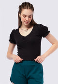 V-Neck Puff Sleeves Top