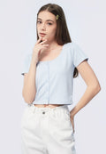 Checkered Crop Short Sleeve Top