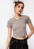 Short Sleeve Lettuce Trim Top