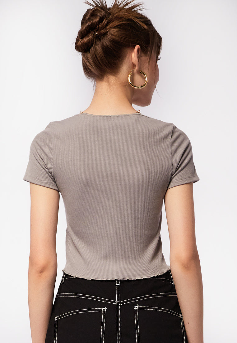 Short Sleeve Lettuce Trim Top