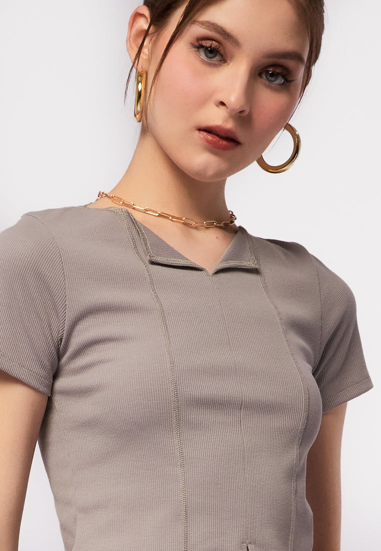 Short Sleeve Lettuce Trim Top