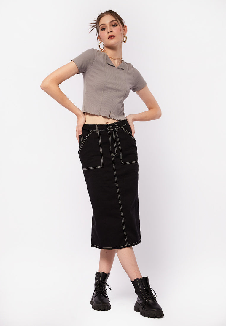 Short Sleeve Lettuce Trim Top