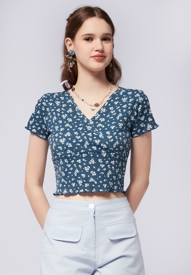 Printed Wrap Crop Top