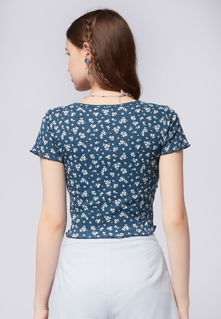 Printed Wrap Crop Top