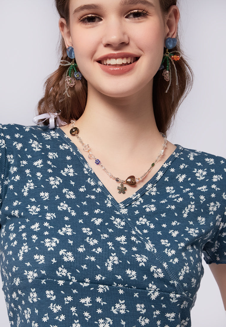 Printed Wrap Crop Top
