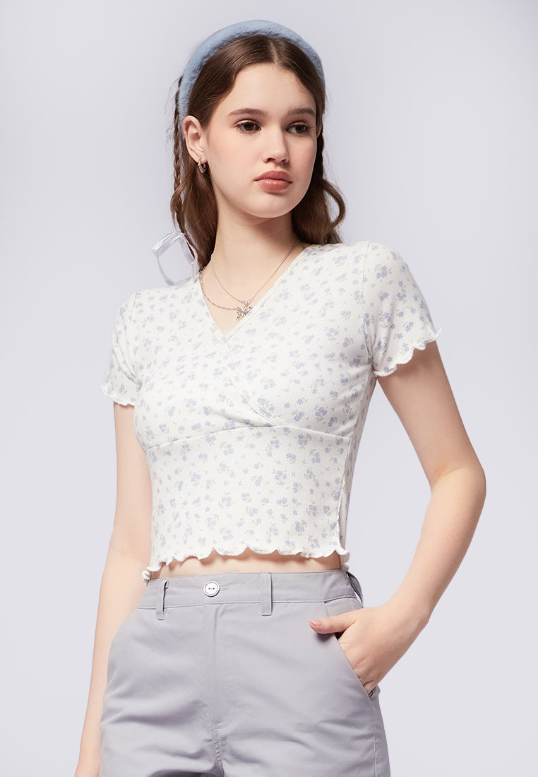 Printed Wrap Crop Top