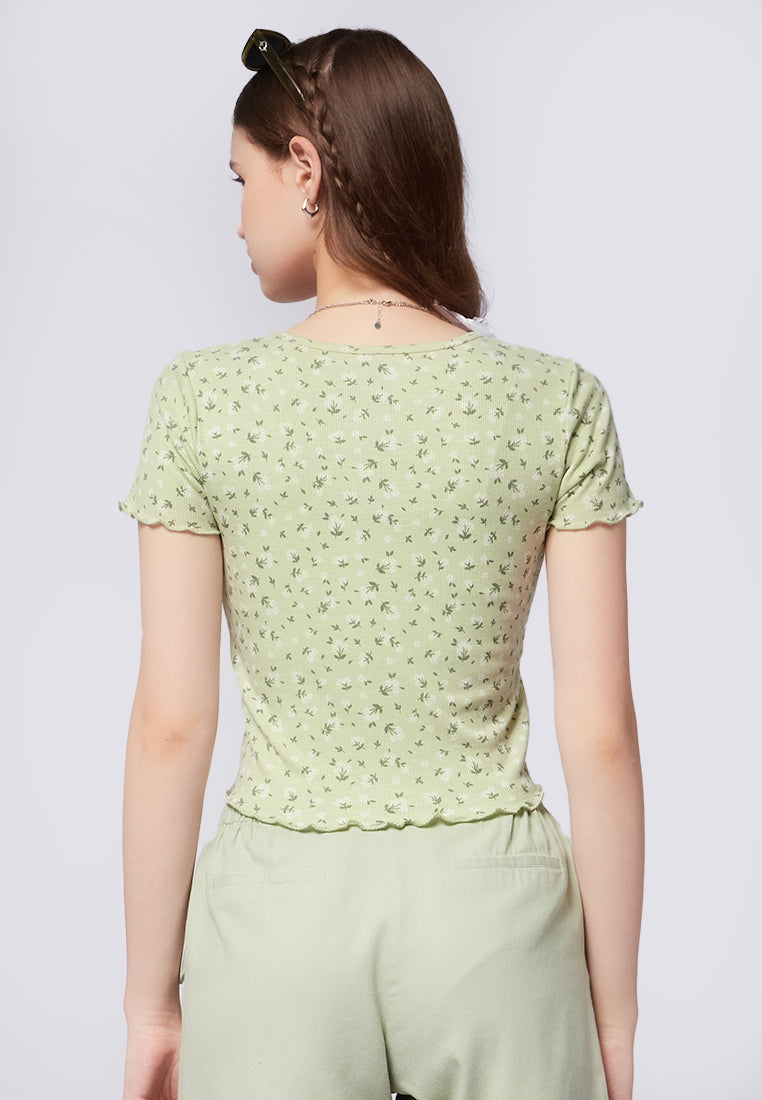 Printed Wrap Crop Top