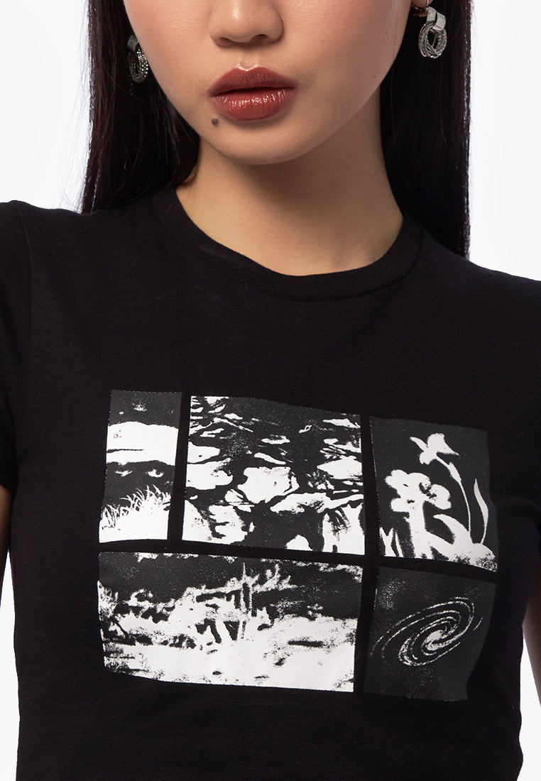 Fitted Graphic Crop Tee