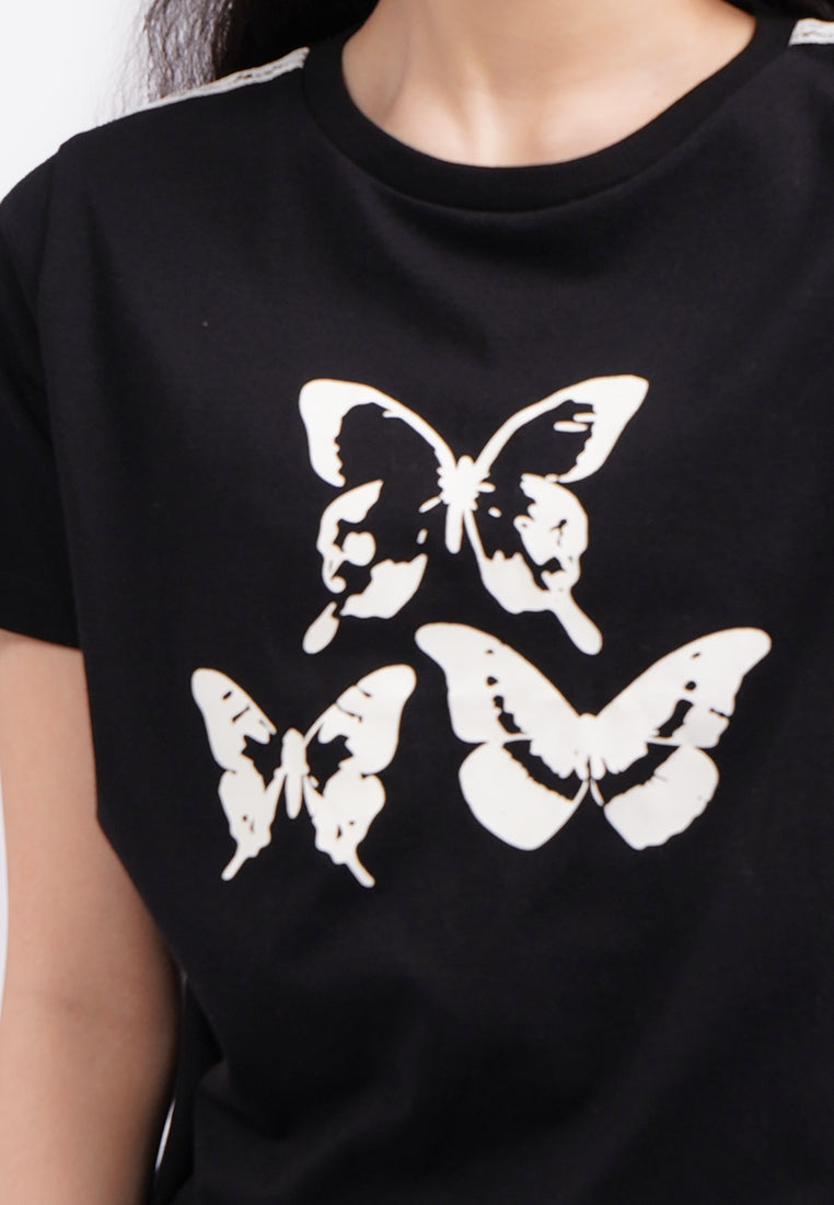 Crop T-Shirt with Lace Details