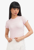 Roll Up Side Ruched T-Shirt L.Pink