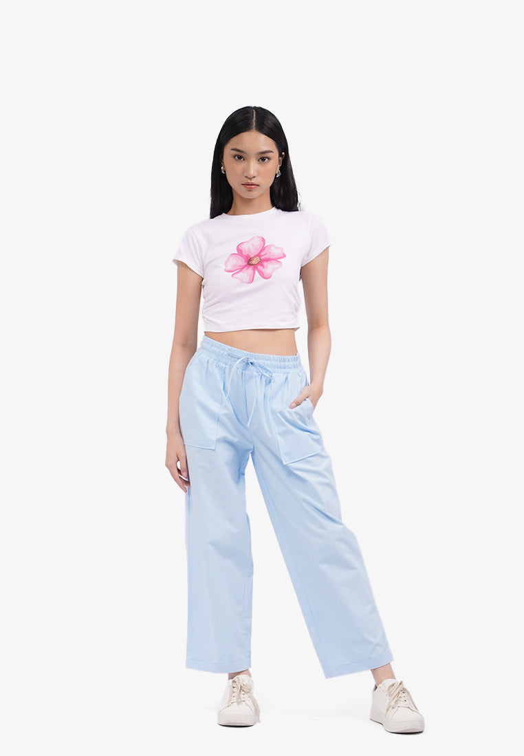 Roll Up Side Ruched T-Shirt Off White