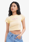 Roll Up Side Ruched T-Shirt Yellow
