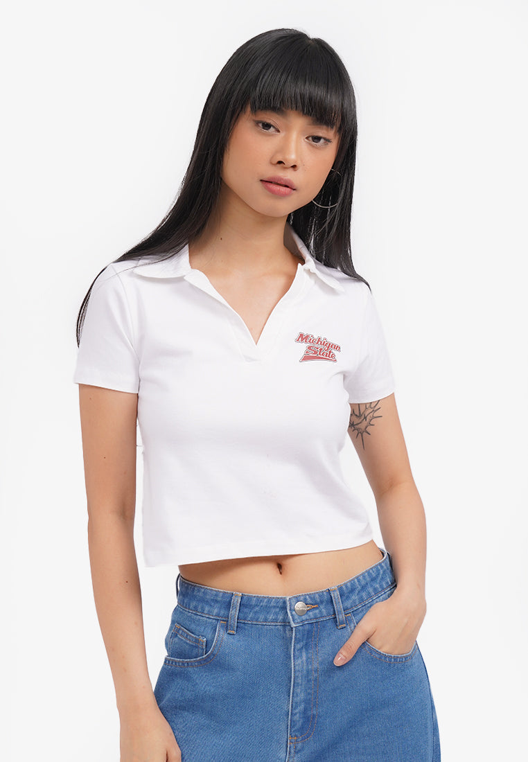Short Sleeve Graphic Polo Shirt Off White